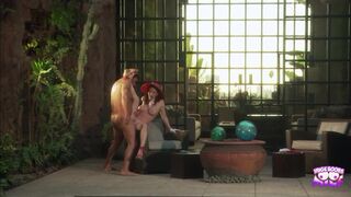 A Super Good Looking Brunette Sitting by the Pool and Getting Her Cunt Penetrated