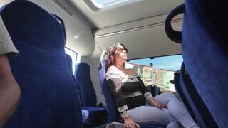 Exhibitionist seduces MILF to Suck & Jerk his Dick in Bus until He Cums