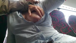 Voyeur seduces Milf to Suck&Jerk his Dick in Bus