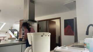 delicious maid MILF with huge saggy tits lets her boss play with her nibs