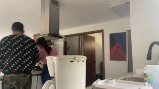 delicious maid MILF with huge saggy tits lets her boss play with her nibs