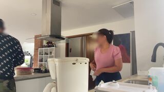 delicious maid MILF with huge saggy tits lets her boss play with her nibs