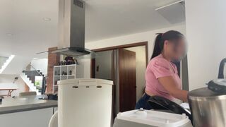 delicious maid MILF with huge saggy tits lets her boss play with her nibs