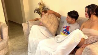 Threesome with my boyfriend and his stepmom after I catch her sucking his cock - SilvanaLee