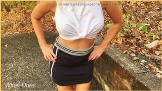 Short skirt in public no panties pussy flashing - 9 image