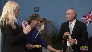 Sluts celebrating Independence Day by having group sex in the office