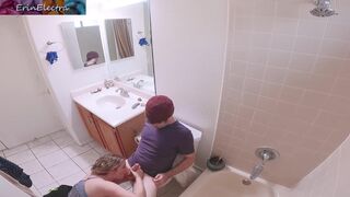 Masturbating stepmom in the bathroom invites stepson in for sex