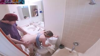 Masturbating stepmom in the bathroom invites stepson in for sex