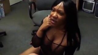 Curvy black honeys ride white dude and get jizzed