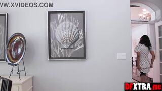 Learning french gets big boobed ebony MILF wife Kellie Shins pussy wet