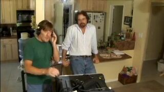 Lesbian babes kissing, sucking and fucking for the camera on the sofa