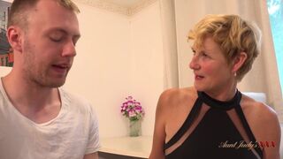 AuntJudysXXX - 57yo Mature Big Tit MILF Ms. Molly Sucks-off her Son's Friend - 2 image
