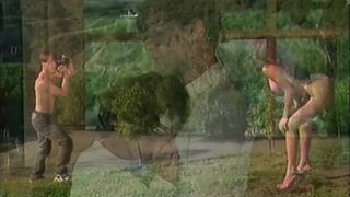 Babes with big tits drool over wrestlers' cocks and get fucked in outdoor arena