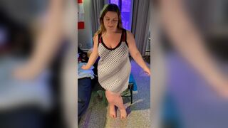 WeVibe Edging Orgasms with Minidress Striptease - BBW 38G Torpedo Tits and G-string - Plus Size Modeling Fetish