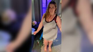 WeVibe Edging Orgasms with Minidress Striptease - BBW 38G Torpedo Tits and G-string - Plus Size Modeling Fetish