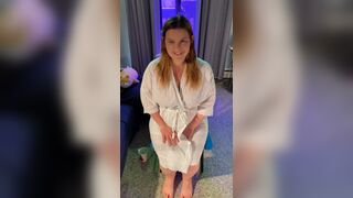 WeVibe Edging Orgasms with Minidress Striptease - BBW 38G Torpedo Tits and G-string - Plus Size Modeling Fetish