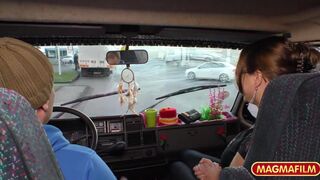 Amateur honey gets pumped in the van