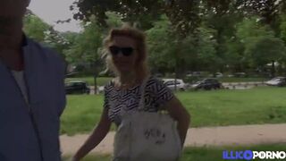 Gabrielle, sexy blonde, in a hot threesome with a libertine couple