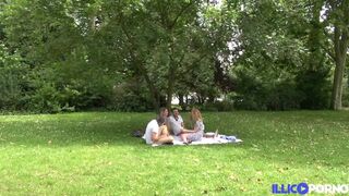 Gabrielle, sexy blonde, in a hot threesome with a libertine couple