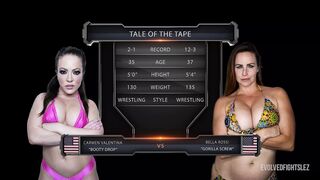 Lesbian Wrestling Bella Rossi vs Carmen Valentina And a Strapon For The Loser