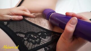 British MILF Velvetina Fox Plays With Her Big Tits & Hairy Pussy