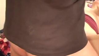 Cute redhead dizzling girl with big knockers allows her dumb shagger to pop his cookies inside her cookie