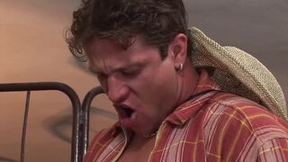 Redhead whore with big tits gets fucked by a cowboy like old