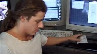 Gorgeous brunette gets pounded doggy style poolside