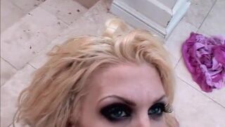 MILF whore with huge tits takes a good ramming in her arse and pussy by the pool