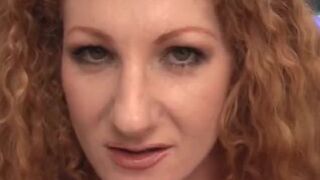 Red haired slut give a blowjob to a cock
