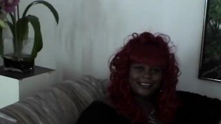 Cute ebony BBWs talk to the camera behind the scenes