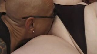 Brunette BBW gets pounded by a white cock while sucking a black one - 3 image