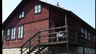 Lucky dude  enjoys company of two charming babes during very hot dinner