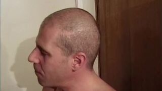 Short haired blond and bi stud suck and fuck with tattooed male
