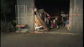 Buff chauffeur lays sexy blonde with big tits on the floor and doggy fucks her