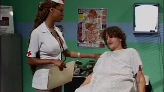 Hot MILF nurse gives sex treatment to a randy patient in emergency room