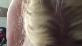 Short blonde bbw fills all her holes