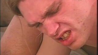 Brunette milf fucks cute bi inexperienced guys with strapon