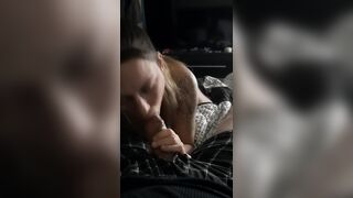 NANNY catches hot dad home from work jacking off to PORN and suck's his hard COCK until he CUMS