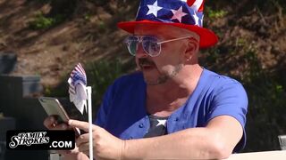 Busty Stepmom And Sexy Stepdaughter Take Turns Riding Cock