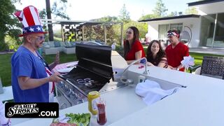 Busty Stepmom And Sexy Stepdaughter Take Turns Riding Cock