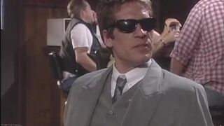 Busty blonde gets her asshole fingered and pool stick shoved