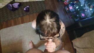MILF Christmas Blowjob and Facial POV view