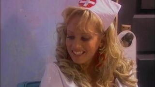 Blonde slut in nurse outfit gets fucked by bald cowboy