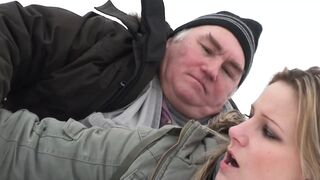 Blonde has public sex with old stranger