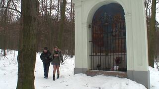 Blonde has public sex with old stranger