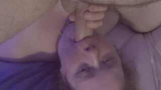 redhead gives blowjob