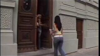 Two guys penetrate two beautiful girls in every hole