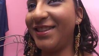 Big ass Indian honey sucks and fucks big dick in bed