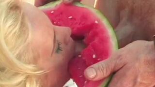 Kinky dude and blonde get fuck outdoors